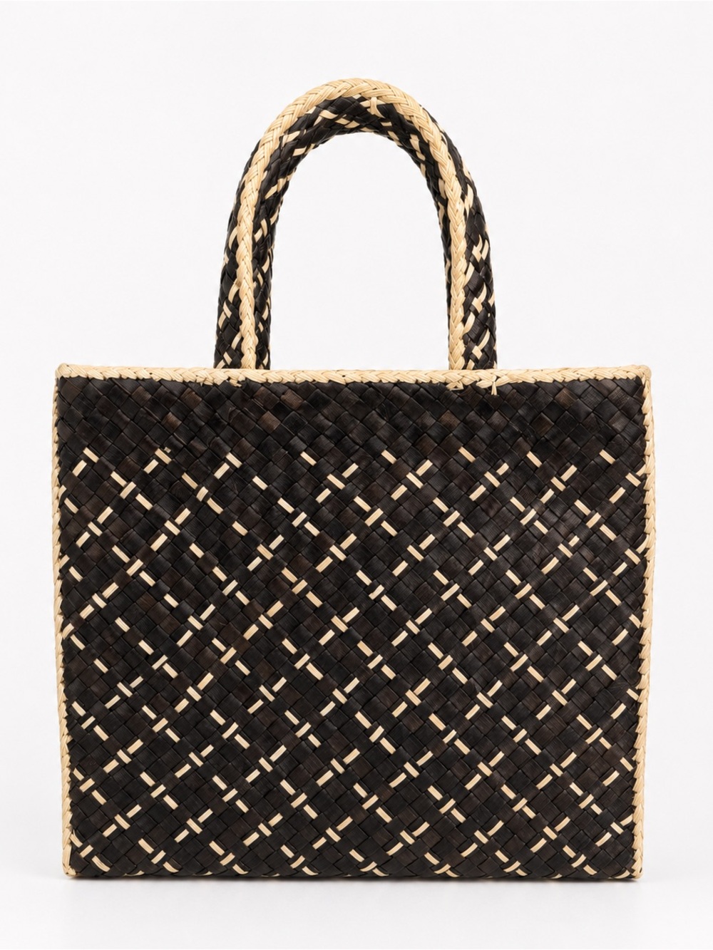 Brown woven beach boho straw brown handmade purse